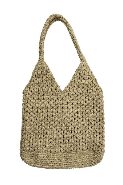 Duygu Tuhafiye حقيبة كتف من القش - صيفية، حقيبة شاطئ، حقيبة محبوكة مصنوعة يدويًا