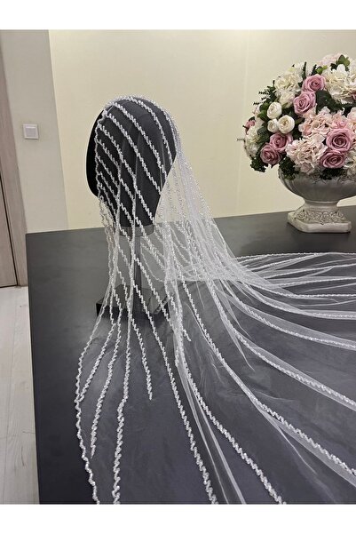 ZEN DUVAK Gelin Duvağı Kırık Beyaz Nakışlı Kasnak Duvak