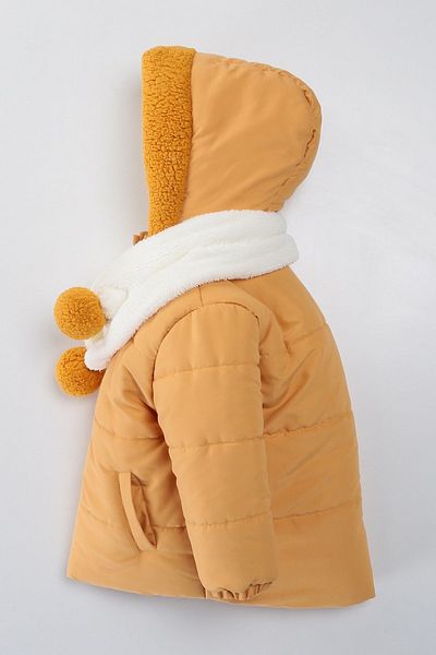 PODİUM GİYİM Soft Fabric New Series - Trendy Pocketed and Gilded Hooded Winter Coat
