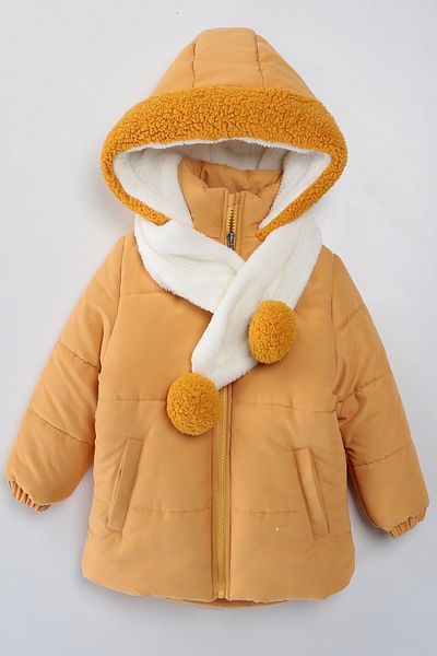 PODİUM GİYİM Soft Fabric New Series - Trendy Pocketed and Gilded Hooded Winter Coat