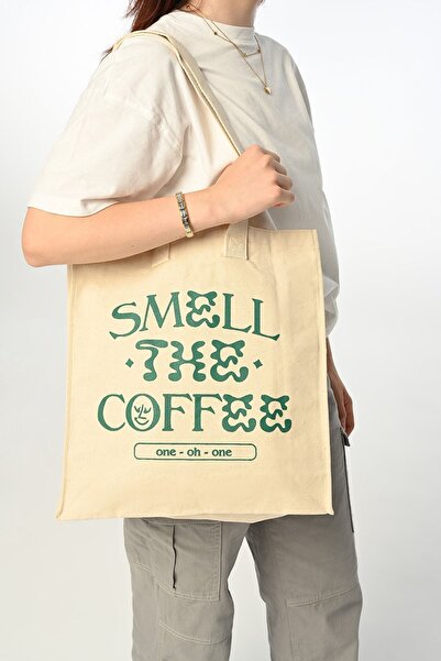 Cloth 1001 Coffe Tote Bag (BASKILI KÖRÜKLÜ BEZ ÇANTA)