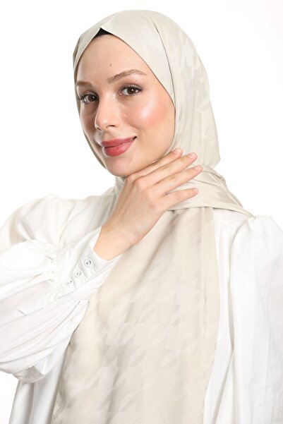 m moon scarf High Quality Imported Fabric Houndstooth Pattern Silky Jacquard Shawl - Italian Stitching "stone"