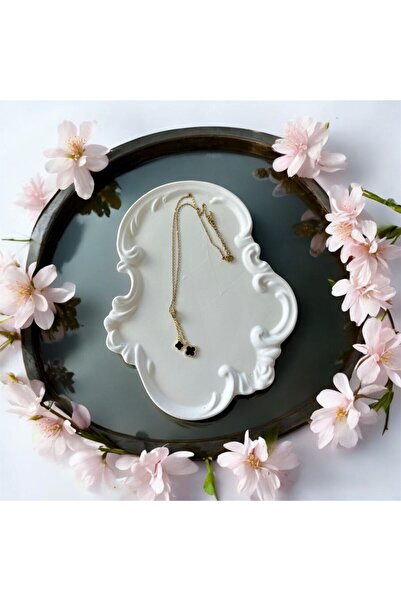 La Passion Bijoux Çift Yonca Motifli Taşlı Çelik Kolye