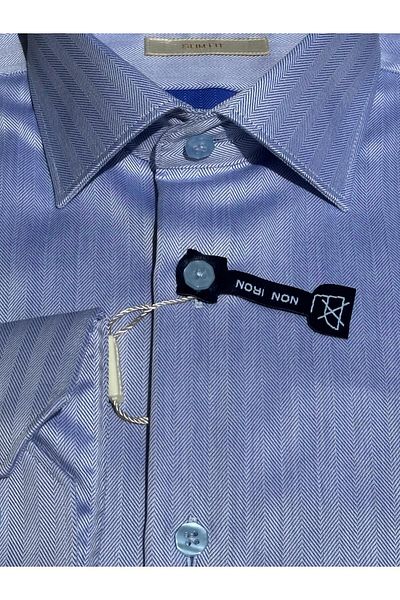 Daniel Bessi Long Sleeve Slim Fit 100% Cotton Twill Non-Iron Iron-Free Wrinkle-Free Classic Men's Shirt