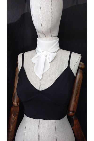 es moda shop Luda Multifunctional Chiffon Kerchief Scarf Neck Tie 150*3 White