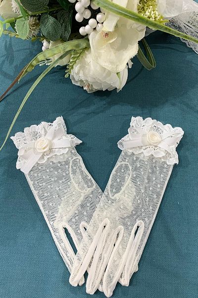 Turkuaz White Bridal Gloves