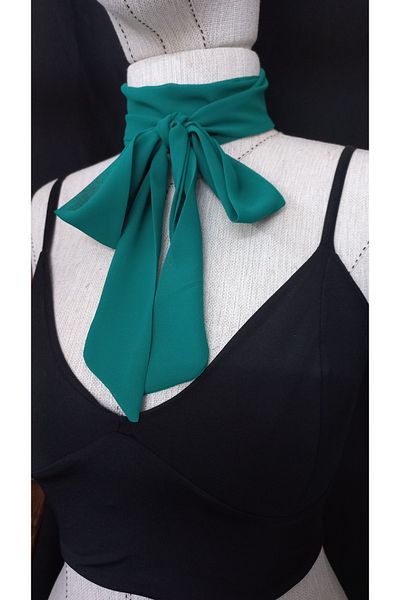 es moda shop Luda Emerald Chiffon Scarf - 150*3 Scarf Necklace