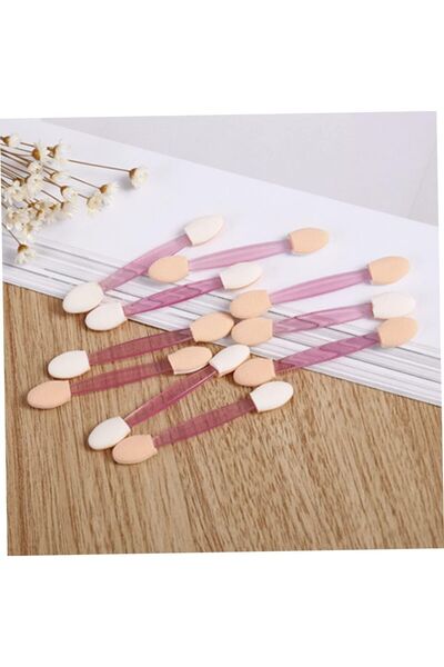 HYA 16lü Çift Yan Göz Farı Fırça Kaş Eyeliner Sünger Uçlu Oval Makyaj Fırçası Aplikatör Göz Makyaj Aracı