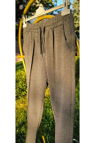 FRESCO SCARFS Unisex Dark Grey Sweatpants - Ελαστική μέση, τσέπες και λεπτομέρειες με ραβδώσεις