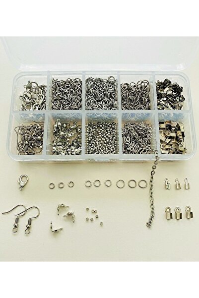 YAĞMUR BİJUTERİ Kutulu Metal Set 4 - 970 Adet Küpe Kolye Bileklik Yapım Seti Takı Malzemeleri Penseli