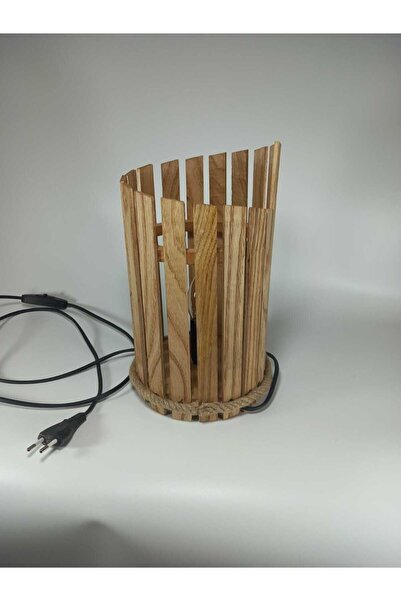 ProffArt Ahşap Dizayn Rustik Masa Lambası  Gece Lambası Ahşap Abajur Yatak Od...