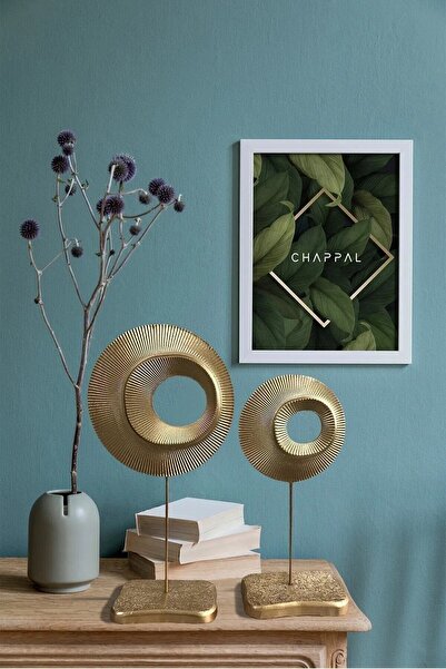 Genel Markalar Dekoratif Simetrik Halka 2 Li Gold Masa Üstü Sehpa Ev Ofis Dek...