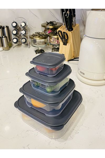 homehayat Nano Storage Container Set of 4 Vacuumed 2.2lt-1,1lt-530ml-200ml