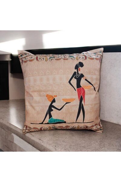 ZOOBİ DOOBİ غطاء وسادة رقمي مزدوج مطبوع بنمط الفيروز الأفريقي العرقي - غطاء و...