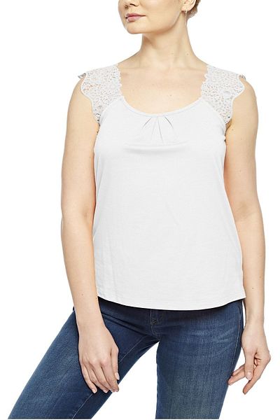 FSM1453 Γυναικείο βαμβακερό κοντό μανίκι Comfort Fit Laced Top -2410