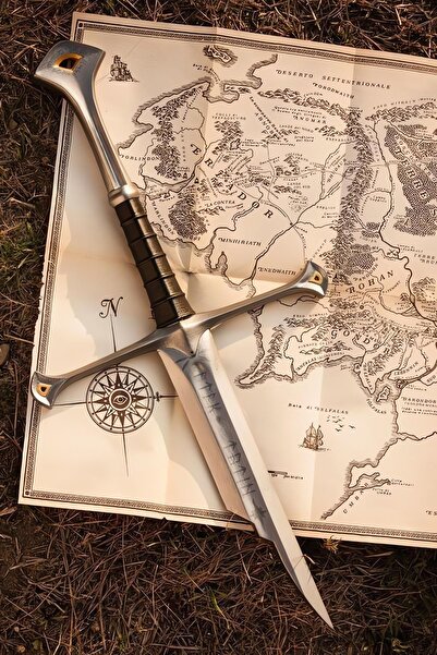 Teona Ahşap Ahşap Orta Dünyq Haritası ve Narsil Duvar Poster