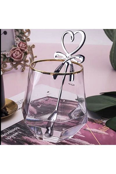 Hatice sakallı design 1Pc Glossy Stainless Steel Silver Heart Tea Spoon (Silversand)