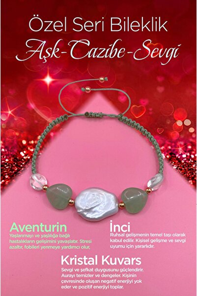 OSMANLI DOĞAL TAŞ سوار نسائي بتصميم مخصص سحر-حب-حب لؤلؤ-كريستال كوارتز-أفينتورين