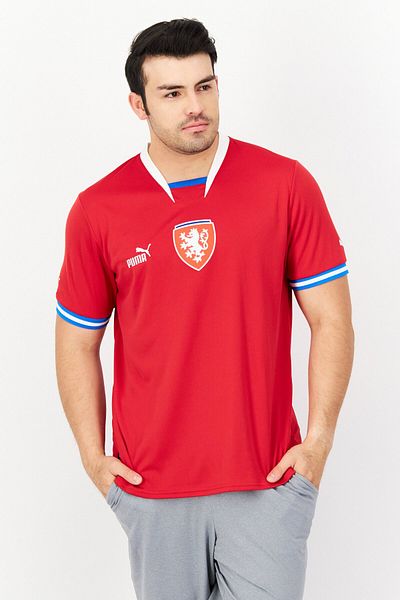 Puma Červené pánské sportovní oblečení - Fit fotbalová uniforma s krátkým rukávem