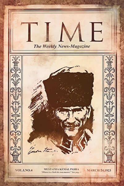 Teona Ahşap Ahşap Dekoratif Atatürk Time Dergi Kapağı Duvar Duvar Poster