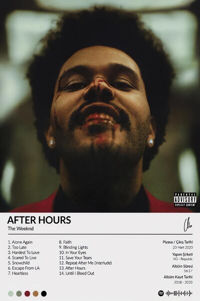 Teona Ahşap Ahşap The Weekend After Hours Albüm Duvar Poster