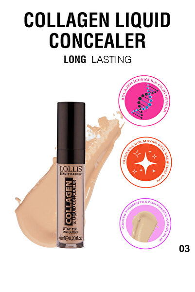 Lollis Collagen Liquid Concealer 03 / Kolajen Likit Kapatıcı 03