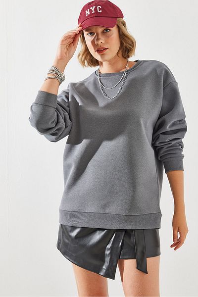 Bianco Lucci Crew Neck Women's Sweatshirt - Hooded Basic Model 60251640