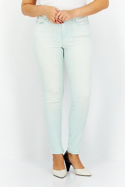 Guess Women Skinny Fit Stipes Pants, Turquoise