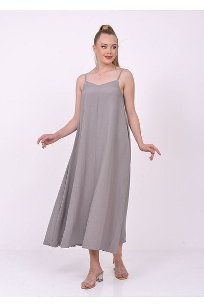 SevdeUgur Women's Gray Strappy Summer Long Loose Dress / Sevde Ugur