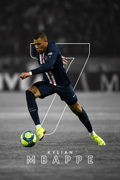 Teona Ahşap Ahşap Kylian Mbappe PSG Formalı Duvar Poster