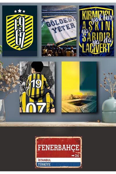 fabriflow exclusive Fener Kanarya Tasarım Tablo Nesil Ahşap Poster Altılı Set...