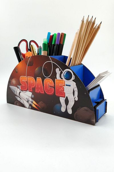 Vagonik Organizator decorativ din lemn pentru stilouri cu 7 ochi - Sertar de masă cu