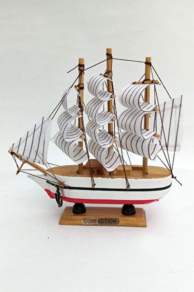 CASABA Rustik Tasarımlı Küçük Boy Ahşap Yelkenli Gemi - Dekoratif El Yapımı H...
