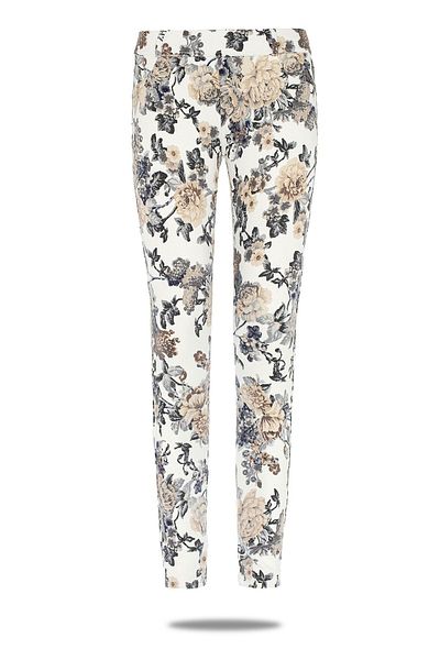 FSM1453 Pantaloni de damă din bumbac cu flori de jeans, jambiere din lycra - 4692