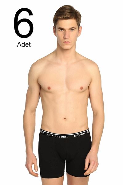 ENTAHA Ανδρικό Μαύρο 6 Πακέτο Lycra Boxer SEHER