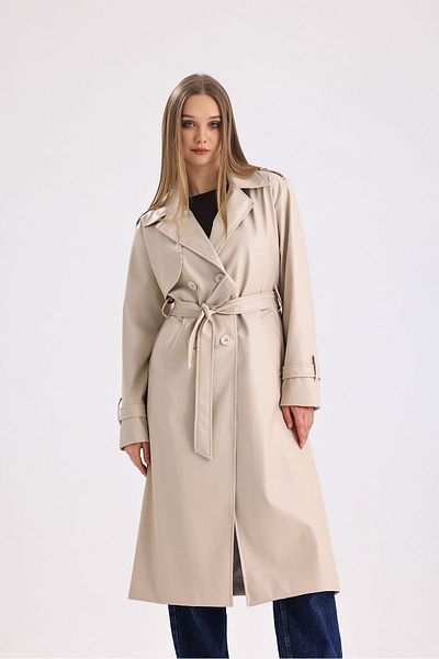 kabancım Women's Faux Leather Trench Coat Premium