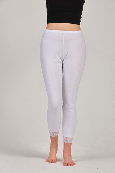 FSM1453 Women's Cotton Ribbed Classic Long Length Lace Bottom -3937
