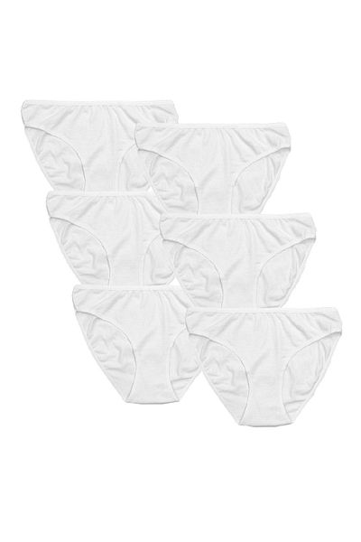 FSM1453 Chiloți slip bikini din lycra cu talie normală din bumbac pentru femei, pachet de 6 - 3053