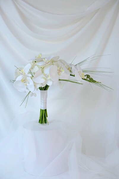 Uğur Gelin Buketi Asil Beyaz Orkide Gelin Buketi