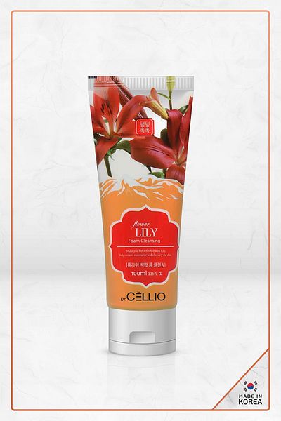 DR. CELLIO Skin Protective and Elasticity Enhancing Foam Cleanser with Lily Flower Extract Made in Korea
