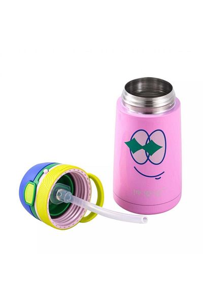 Uzspace Shamobo Pink 350 Ml Children's Flask with Stainless Steel Straw Vagonlife