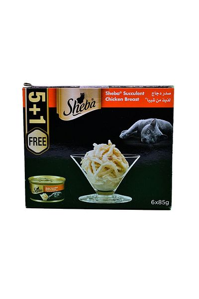 SHEBA Succulent Chicken Breast Cat Food, 85g, 5 + 1 Free