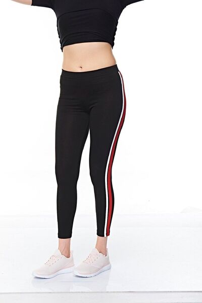 FSM1453 Γυναικείο βαμβακερό πλαϊνό κόκκινο ρίγες μήκους αστράγαλο Oversize Lycra αθλητικό κολάν -4078