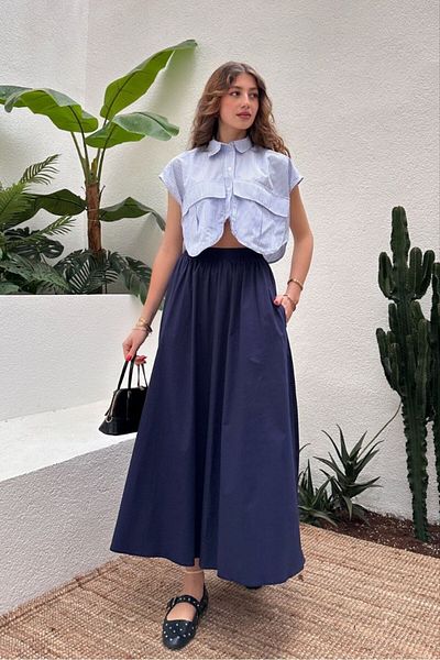 asyadabutik Fusta model Mevlana din material parașuta cu buzunare