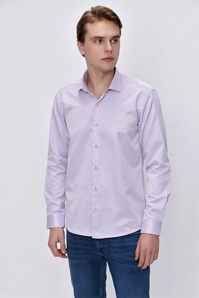 Morven Cămașă Jacquard Slim Fit liliac pentru bărbați