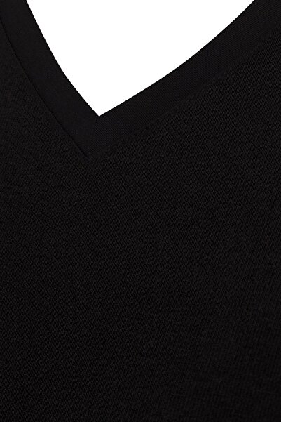 FSM1453 Ανδρικό κοντομάνικο μπλουζάκι από βαμβακερό V λαιμόκοψη -1058