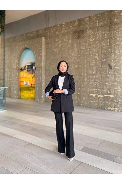 HK Style Kadın Blazer Ceket Çizgili Astar Detaylı