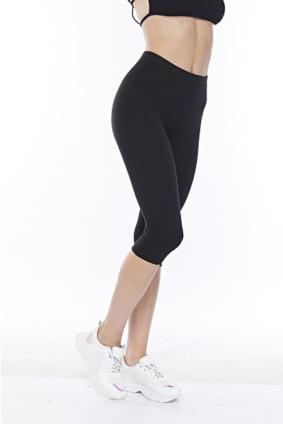 FSM1453 Pantaloni scurți până la genunchi din bumbac negru pentru femei