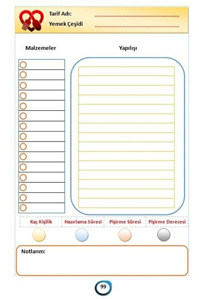 Enine Boyuna Eğitim Food Recipe Book (100 Recipe Notebook)
