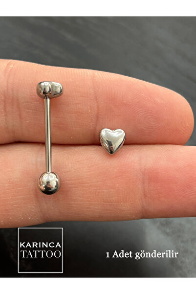 Karınca Piercing Kalp Piercing Yüksek Kalite Cerrahi Çelik Dil Piercingi (Karınca Tattoo)